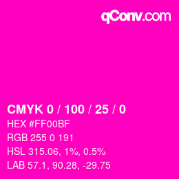 カラーコード: CMYK 0 / 100 / 25 / 0 | qconv.com