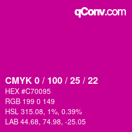 颜色代码: CMYK 0 / 100 / 25 / 22 | qconv.com
