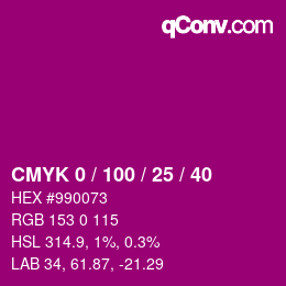 颜色代码: CMYK 0 / 100 / 25 / 40 | qconv.com