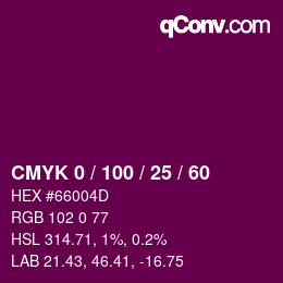 颜色代码: CMYK 0 / 100 / 25 / 60 | qconv.com