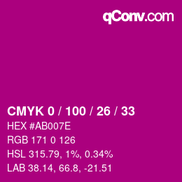 Color code: CMYK 0 / 100 / 26 / 33 | qconv.com