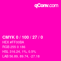 カラーコード: CMYK 0 / 100 / 27 / 0 | qconv.com