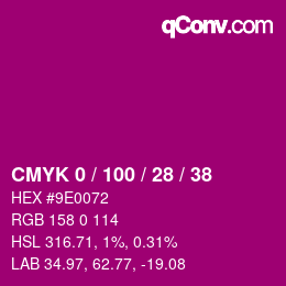 Color code: CMYK 0 / 100 / 28 / 38 | qconv.com