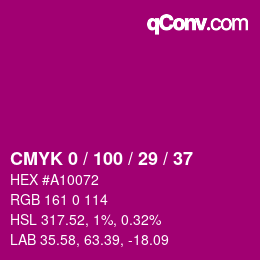 Color code: CMYK 0 / 100 / 29 / 37 | qconv.com