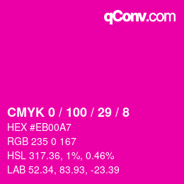 カラーコード: CMYK 0 / 100 / 29 / 8 | qconv.com