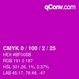 Color code: CMYK 0 / 100 / 2 / 25 | qconv.com