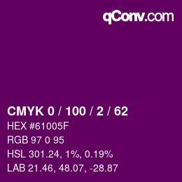 Color code: CMYK 0 / 100 / 2 / 62 | qconv.com