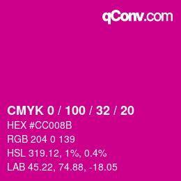 Color code: CMYK 0 / 100 / 32 / 20 | qconv.com