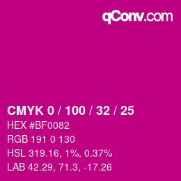 Color code: CMYK 0 / 100 / 32 / 25 | qconv.com