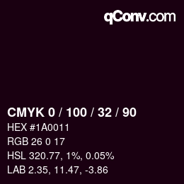 Color code: CMYK 0 / 100 / 32 / 90 | qconv.com