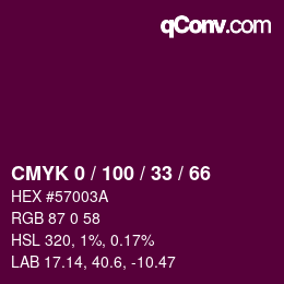 Color code: CMYK 0 / 100 / 33 / 66 | qconv.com