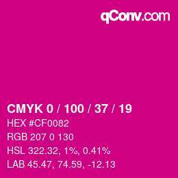 カラーコード: CMYK 0 / 100 / 37 / 19 | qconv.com