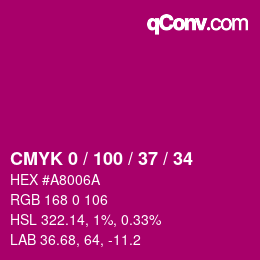 Color code: CMYK 0 / 100 / 37 / 34 | qconv.com