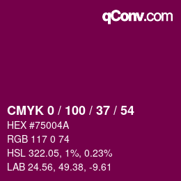 Color code: CMYK 0 / 100 / 37 / 54 | qconv.com