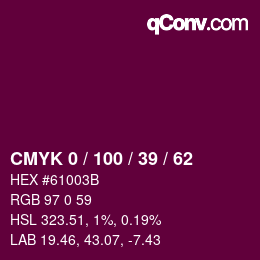 Color code: CMYK 0 / 100 / 39 / 62 | qconv.com