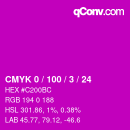 Color code: CMYK 0 / 100 / 3 / 24 | qconv.com