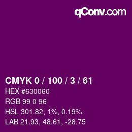 Color code: CMYK 0 / 100 / 3 / 61 | qconv.com