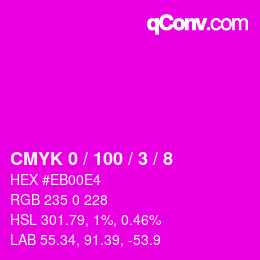 カラーコード: CMYK 0 / 100 / 3 / 8 | qconv.com