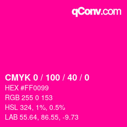 颜色代码: CMYK 0 / 100 / 40 / 0 | qconv.com