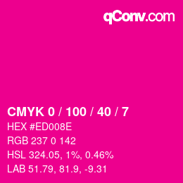 Farbcode: CMYK 0 / 100 / 40 / 7 | qconv.com