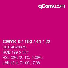 Color code: CMYK 0 / 100 / 41 / 22 | qconv.com