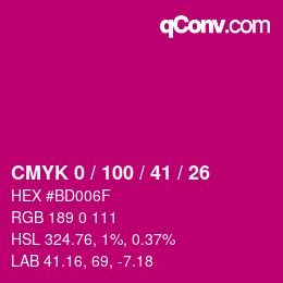 Color code: CMYK 0 / 100 / 41 / 26 | qconv.com