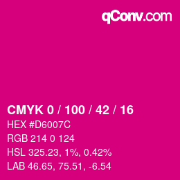 颜色代码: CMYK 0 / 100 / 42 / 16 | qconv.com