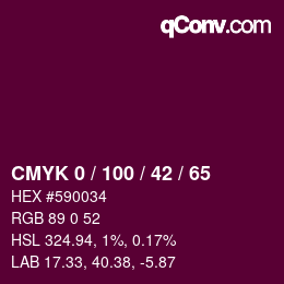 Color code: CMYK 0 / 100 / 42 / 65 | qconv.com