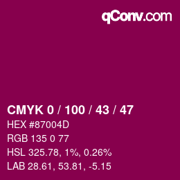 Color code: CMYK 0 / 100 / 43 / 47 | qconv.com