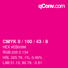 カラーコード: CMYK 0 / 100 / 43 / 8 | qconv.com