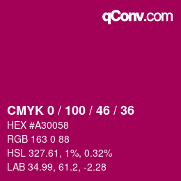 Color code: CMYK 0 / 100 / 46 / 36 | qconv.com