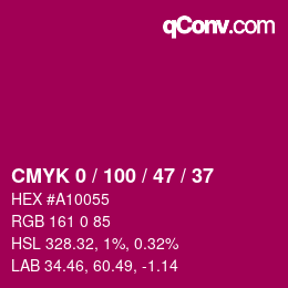 Color code: CMYK 0 / 100 / 47 / 37 | qconv.com