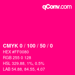 Farbcode: CMYK 0 / 100 / 50 / 0 | qconv.com