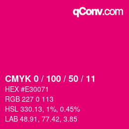 颜色代码: CMYK 0 / 100 / 50 / 11 | qconv.com