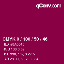 Color code: CMYK 0 / 100 / 50 / 46 | qconv.com