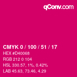カラーコード: CMYK 0 / 100 / 51 / 17 | qconv.com