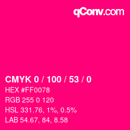 カラーコード: CMYK 0 / 100 / 53 / 0 | qconv.com