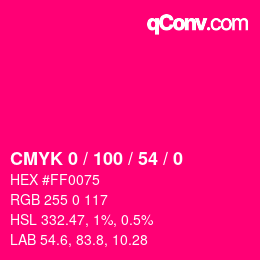 カラーコード: CMYK 0 / 100 / 54 / 0 | qconv.com