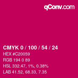 Color code: CMYK 0 / 100 / 54 / 24 | qconv.com