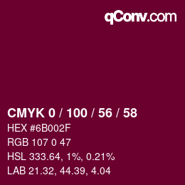 カラーコード: CMYK 0 / 100 / 56 / 58 | qconv.com