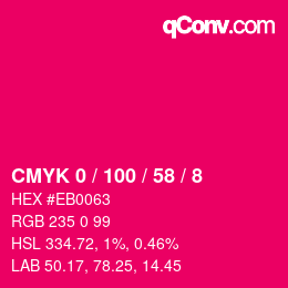 Color code: CMYK 0 / 100 / 58 / 8 | qconv.com