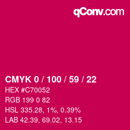 Color code: CMYK 0 / 100 / 59 / 22 | qconv.com