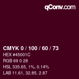 Color code: CMYK 0 / 100 / 60 / 73 | qconv.com