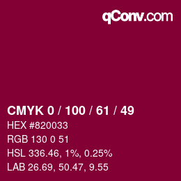 Color code: CMYK 0 / 100 / 61 / 49 | qconv.com