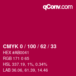 Color code: CMYK 0 / 100 / 62 / 33 | qconv.com