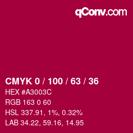 Color code: CMYK 0 / 100 / 63 / 36 | qconv.com
