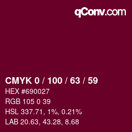Color code: CMYK 0 / 100 / 63 / 59 | qconv.com