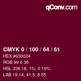 Color code: CMYK 0 / 100 / 64 / 61 | qconv.com