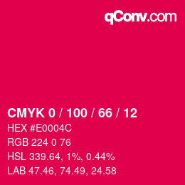 Color code: CMYK 0 / 100 / 66 / 12 | qconv.com