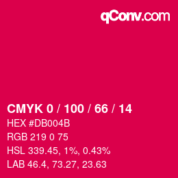 颜色代码: CMYK 0 / 100 / 66 / 14 | qconv.com